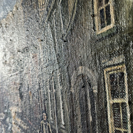 Traditional Cityscape Oil Painting "Street Gatherings" Medium Artwork - HollandArtShop