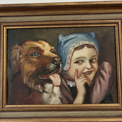 Traditional Oil Painting Animals "Playful Companions" Original Medium Artwork - HollandArtShop