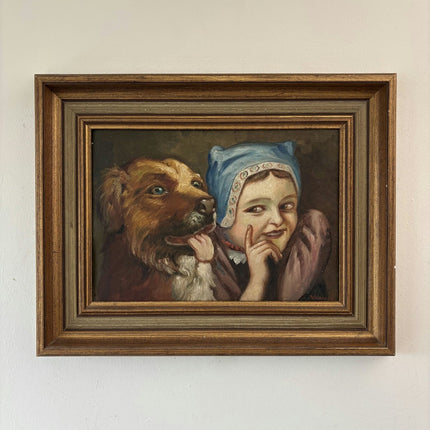 Traditional Oil Painting Animals "Playful Companions" Original Medium Artwork - HollandArtShop