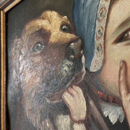 Traditional Oil Painting Animals "Playful Companions" Original Medium Artwork - HollandArtShop
