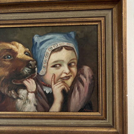 Traditional Oil Painting Animals "Playful Companions" Original Medium Artwork - HollandArtShop