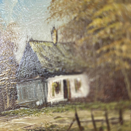 Traditional Oil Painting Landscape "Thatched Cottage" Classic Small Artwork - HollandArtShop