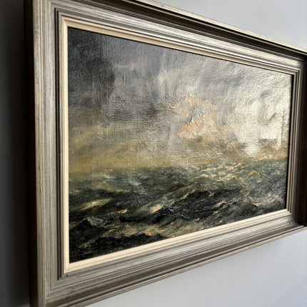 Authentic Seascape Oil Painting "Stormy Sea" Vintage Artwork Holland Art Shop