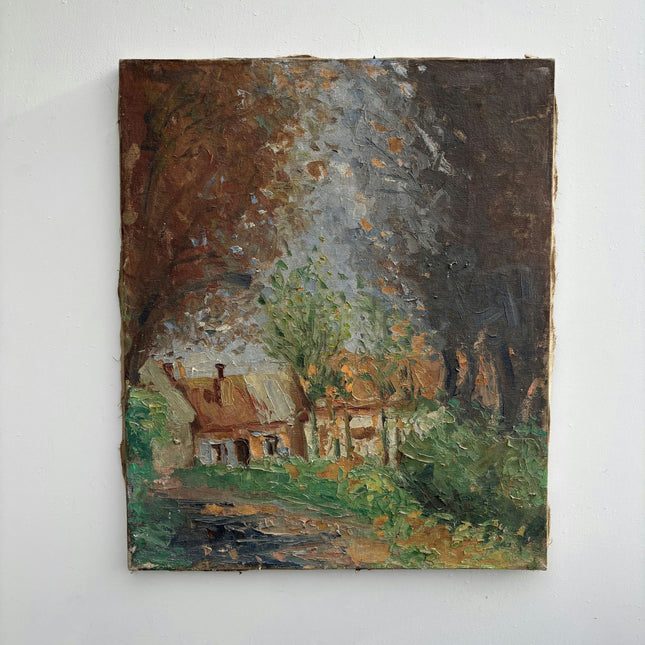 Detailed Landscape Oil Painting "Small Cottage" Handcrafted Art Holland Art Shop