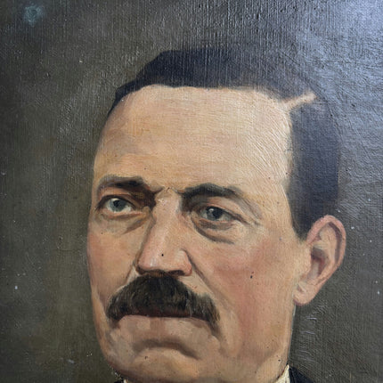 19th Century Antique Portrait Oil Painting "Moustached Gentleman" Artwork Holland Art Shop