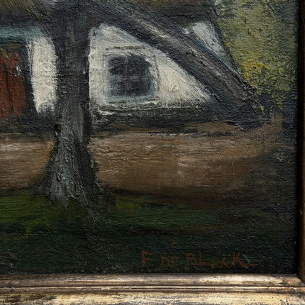 Handcrafted Farm Oil Painting "Thatched House" Rustic Artwork Holland Art Shop