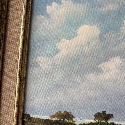 Vintage “COUNTRYSIDE LANDSCAPE WITH TREE” Oil Painting Signed Framed Dutch - HollandArtShop
