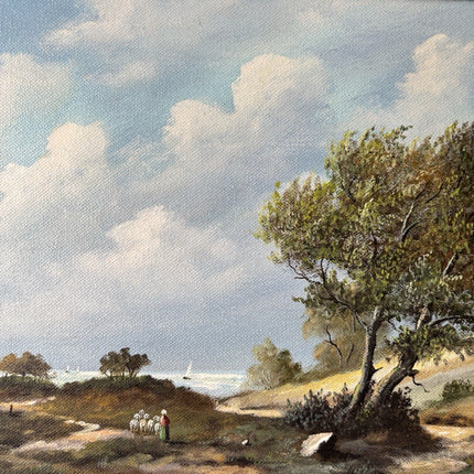 Vintage “COUNTRYSIDE LANDSCAPE WITH TREE” Oil Painting Signed Framed Dutch - HollandArtShop