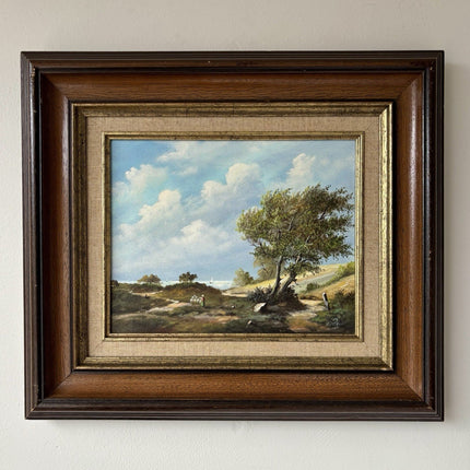 Vintage “COUNTRYSIDE LANDSCAPE WITH TREE” Oil Painting Signed Framed Dutch - HollandArtShop