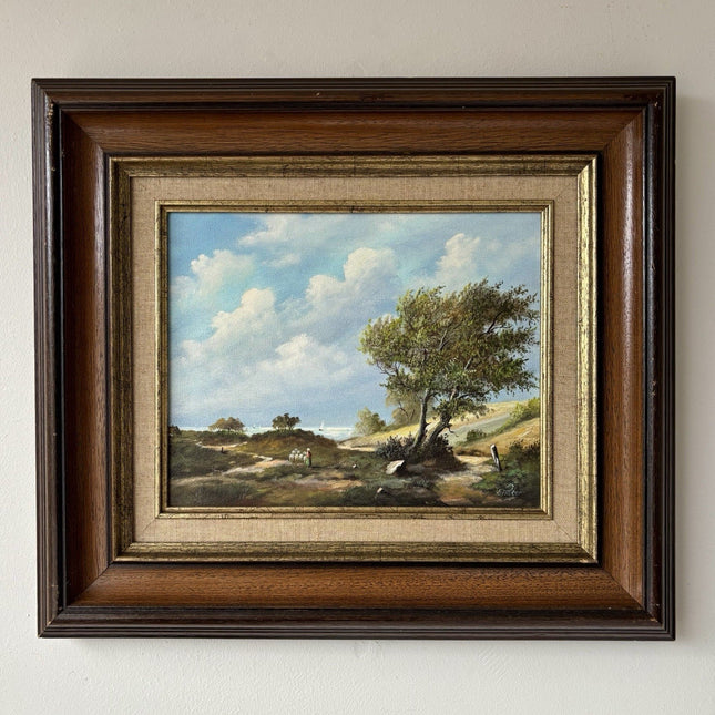 Vintage “COUNTRYSIDE LANDSCAPE WITH TREE” Oil Painting Signed Framed Dutch - HollandArtShop