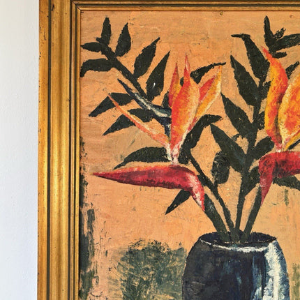 Vintage Flower Tree Still Life floral Oil Painting Flowers in Vase Mid 20th C - HollandArtShop