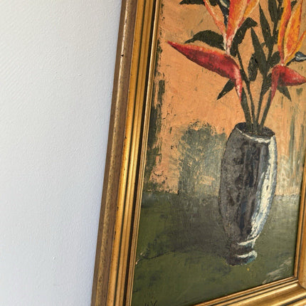 Vintage Flower Tree Still Life floral Oil Painting Flowers in Vase Mid 20th C - HollandArtShop