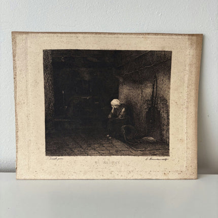 Vintage Interior Etching "Weeping Widow" Traditional Small Artwork - HollandArtShop