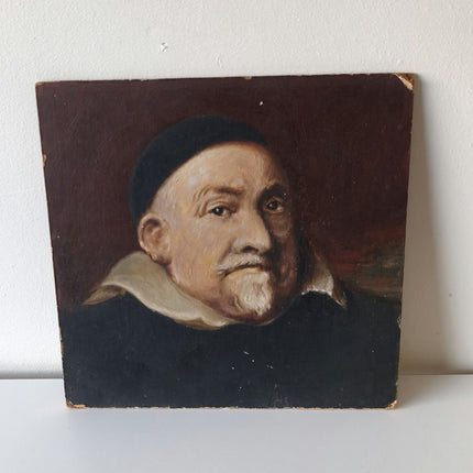 Vintage Man with Beard Mustache Red Warm Toned Oil Painting - HollandArtShop