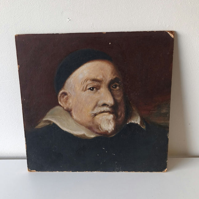 Vintage Man with Beard Mustache Red Warm Toned Oil Painting - HollandArtShop