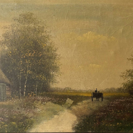 Vintage Oil Painting "Country Pathway" Marvelous Medium Art - HollandArtShop