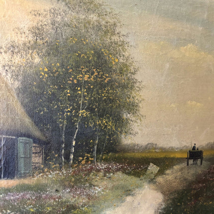 Vintage Oil Painting "Country Pathway" Marvelous Medium Art - HollandArtShop