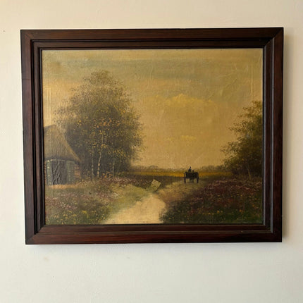 Vintage Oil Painting "Country Pathway" Marvelous Medium Art - HollandArtShop