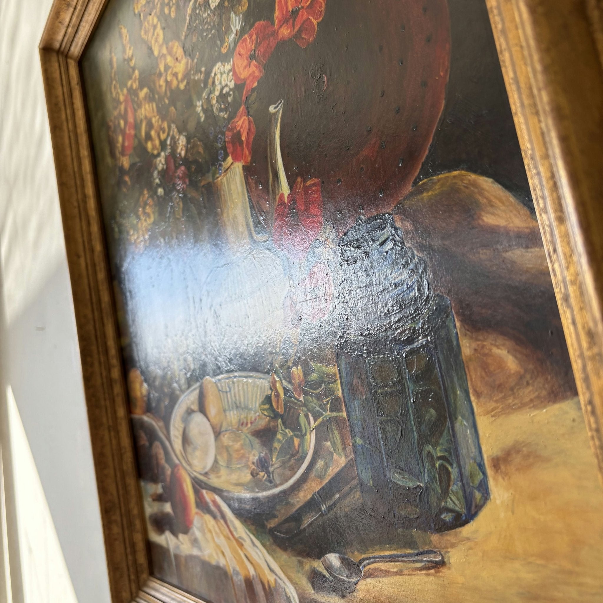 Vintage Oil Painting Flowery Still Life 