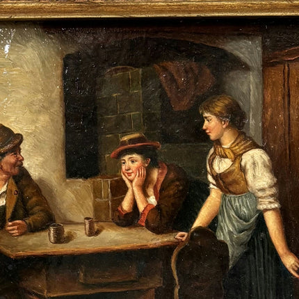 Vintage Oil Painting Interior "Gathering Conversation" Refined French Art - HollandArtShop