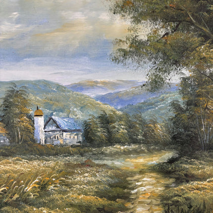 Vintage Oil Painting Landscape "Rustic Chapel" Expressive Large Artwork - HollandArtShop
