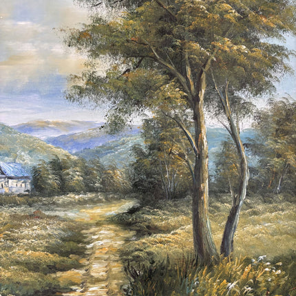 Vintage Oil Painting Landscape "Rustic Chapel" Expressive Large Artwork - HollandArtShop