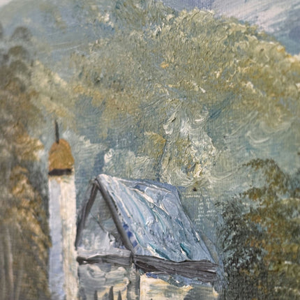 Vintage Oil Painting Landscape "Rustic Chapel" Expressive Large Artwork - HollandArtShop