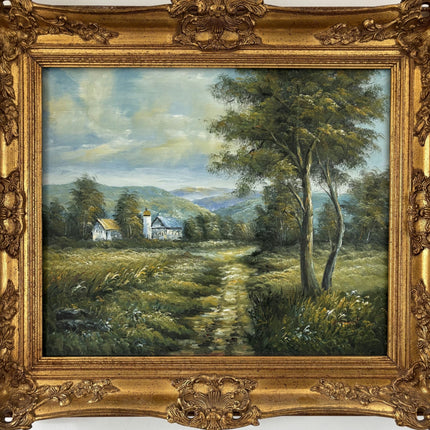Vintage Oil Painting Landscape "Rustic Chapel" Expressive Large Artwork - HollandArtShop