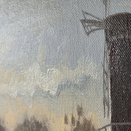 Vintage Oil Painting Landscape "Windmill Landscape" Traditional Medium Artwork - HollandArtShop