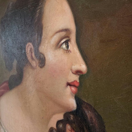 Vintage Oil Painting Portrait "Elegant Profile" Original Medium Art - Holland Art Shop