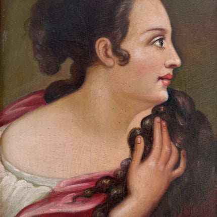 Vintage Oil Painting Portrait "Elegant Profile" Original Medium Art - Holland Art Shop
