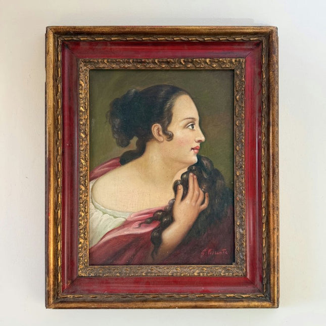 Vintage Oil Painting Portrait "Elegant Profile" Original Medium Art - Holland Art Shop