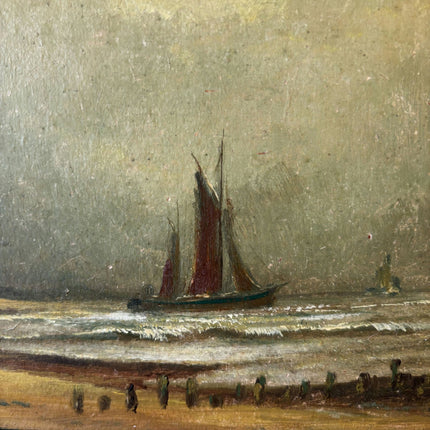 Vintage Seascape "Sailing Vessel" Antique Small Art - HollandArtShop