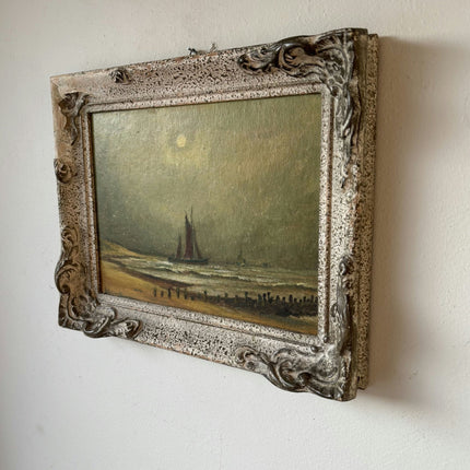 Vintage Seascape "Sailing Vessel" Antique Small Art - HollandArtShop