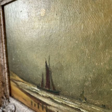 Vintage Seascape "Sailing Vessel" Antique Small Art - HollandArtShop