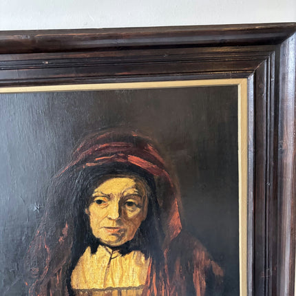 Vintage “Still Gaze” Original Oil Portrait Painting Framed - HollandArtShop