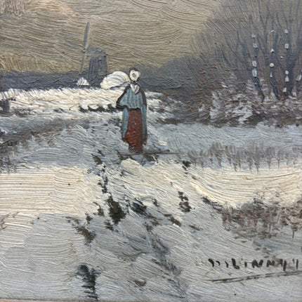 Traditional Winter Landscape Oil Painting "Snowy Cottage" Small Artwork Holland Art Shop