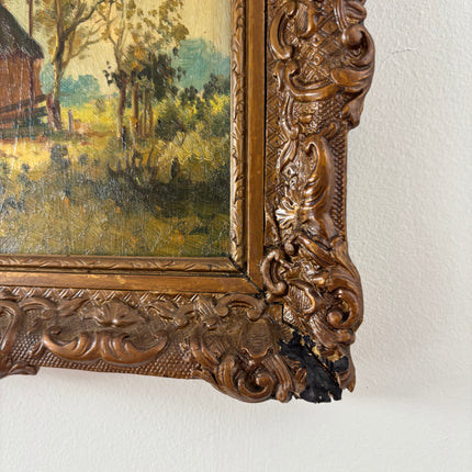 Detailed Landscape Oil Painting "Thatched Cottage" Classic Small Art Holland Art Shop