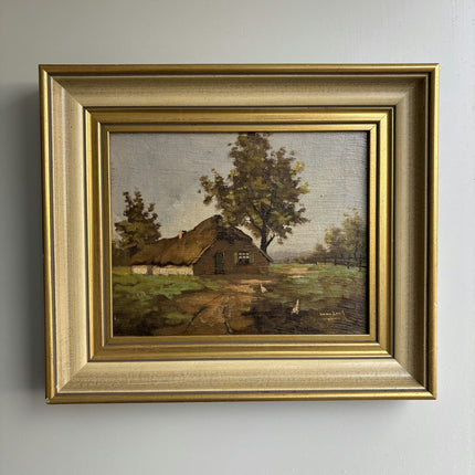 Timeless Landscape Oil Painting "Thatched Cottage" Original Art Holland Art Shop