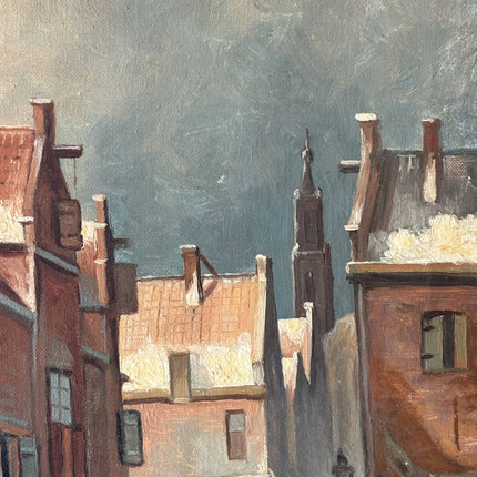 Wonderful Cityscape Oil Painting "Market Gathering" Expressive Small Art - HollandArtShop