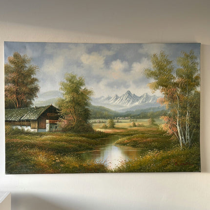 Wonderful Landscape Oil Painting "Weathered Barn" Expressive Large Art - HollandArtShop