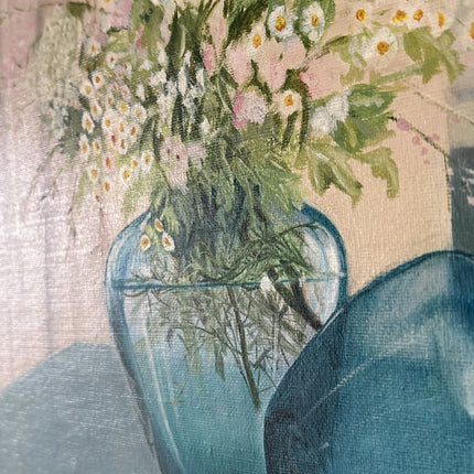 Wonderful Oil Painting Flowery Still Life "Glass Vases" Figurative Medium Art - HollandArtShop