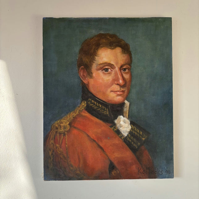 Wonderful Portrait Oil Painting "Noble Officer" Vintage French Art - HollandArtShop
