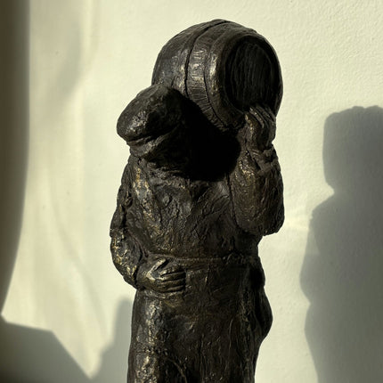 Wonderful Portrait Sculpture "Barrel Carrier" Antique Small Artwork - HollandArtShop