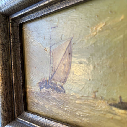 Wonderful Seascape Oil Painting "Sailing Boat" Striking Small Art - HollandArtShop