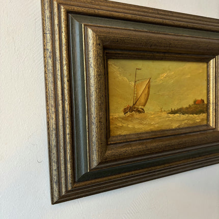 Wonderful Seascape Oil Painting "Sailing Boat" Striking Small Art - HollandArtShop