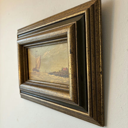 Wonderful Seascape Oil Painting "Sailing Boat" Striking Small Art - HollandArtShop
