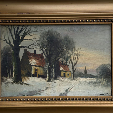 Authentic Winter Landscape Oil Painting "Golden Frame" Traditional Art Holland Art Shop
