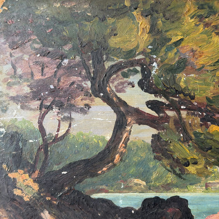 Rustic Landscape Oil Painting "Coastal Rocks" Detailed Small Artwork Holland Art Shop