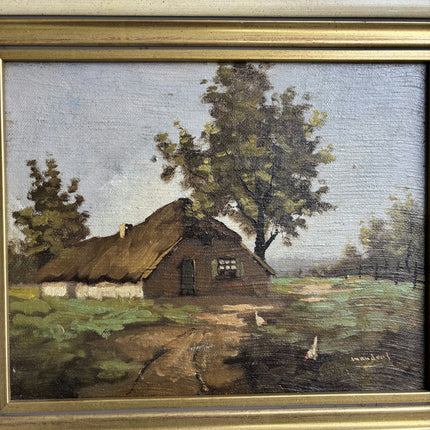 Timeless Landscape Oil Painting "Thatched Cottage" Original Art Holland Art Shop
